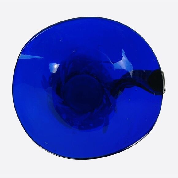 VTG Blue Speckled Blown Art Glass Pitcher White Splatter Swirl Applied Unique - Picture 6 of 12